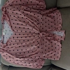 Pink polka dot blouse